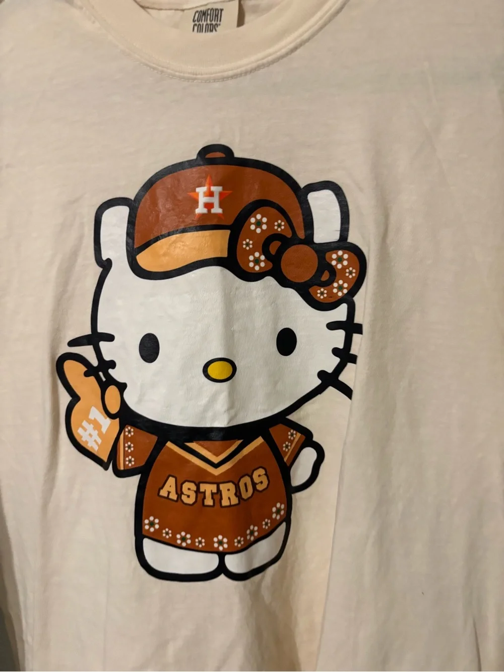 Comfort Colors Cream Hello Kitty Houston Astros Graphic Tee